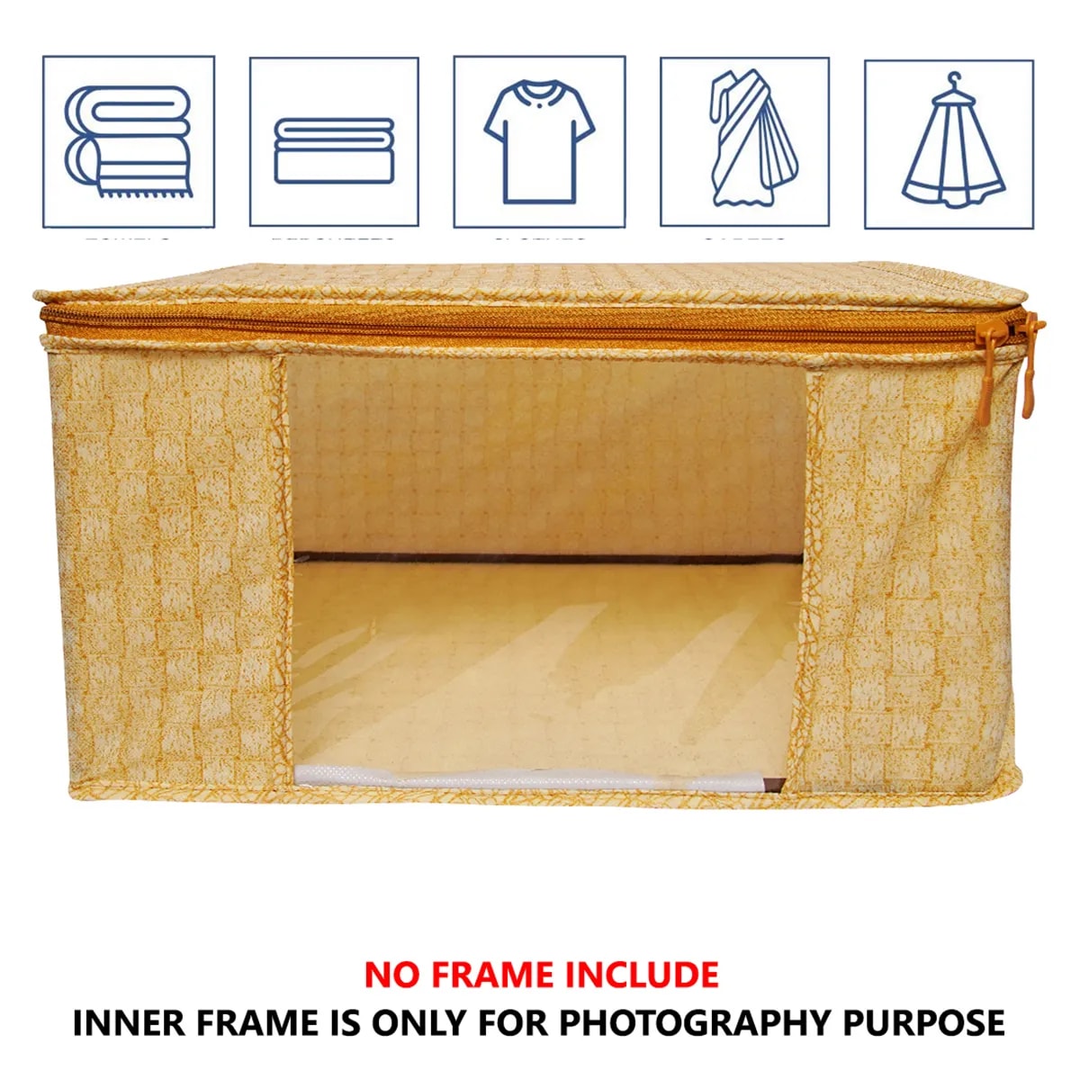 Foldable Clothes Storage Bag With Zipper & Transparent Window | Large Capacity View 3