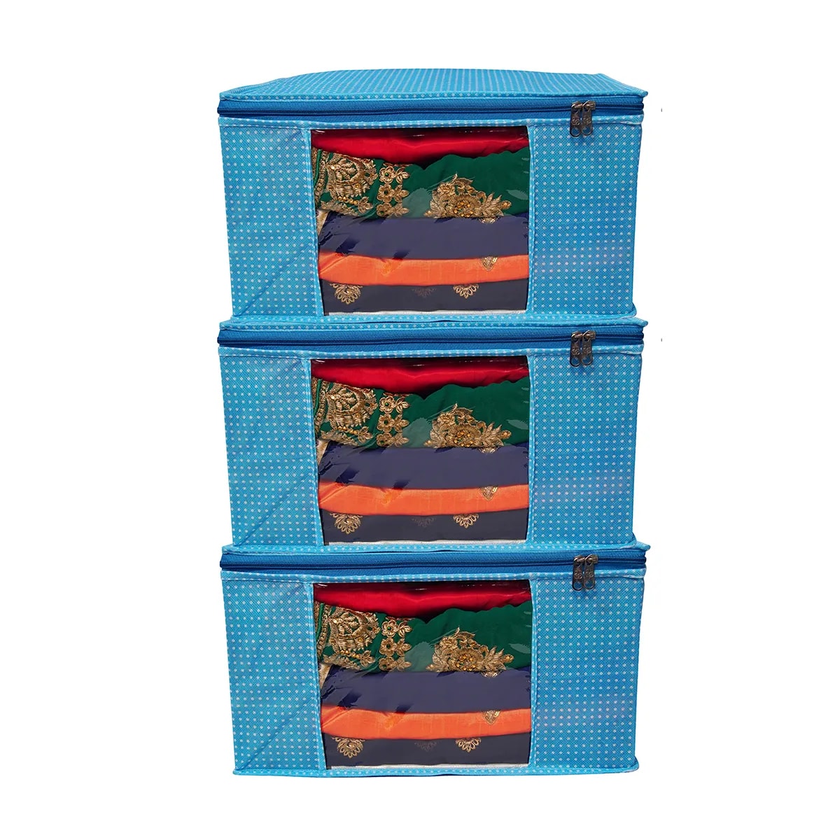 Multipurpose Foldable Clothes Storage Organizer With Front Window | Polka Dot Saree View 2