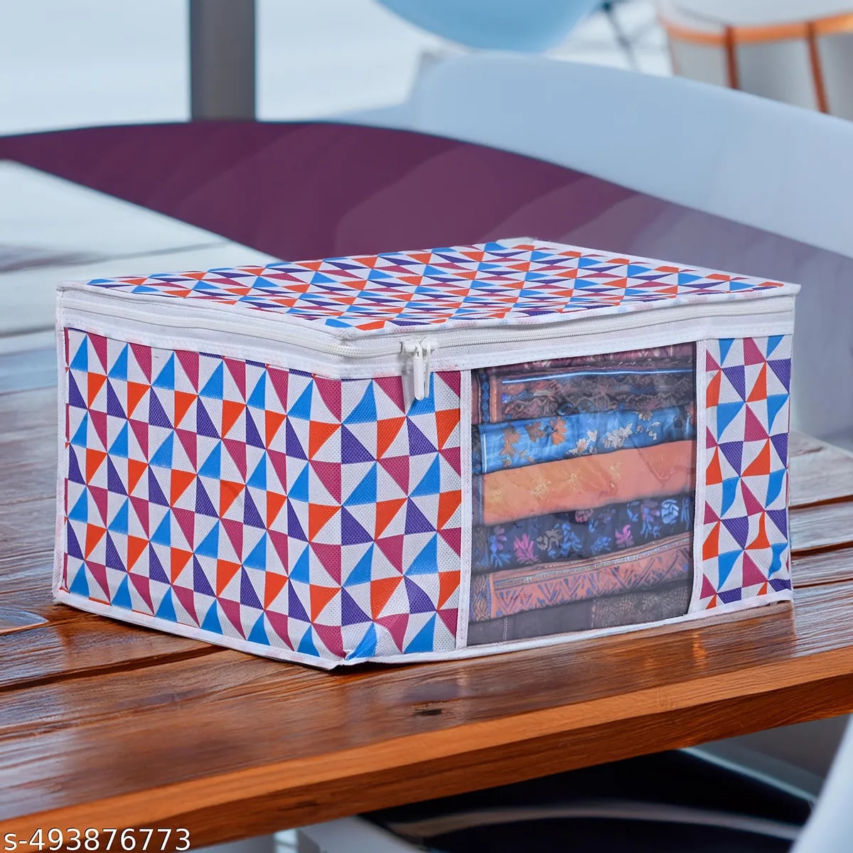 Large Foldable Clothes Storage Bag With Zipper & Transparent Windows View 2