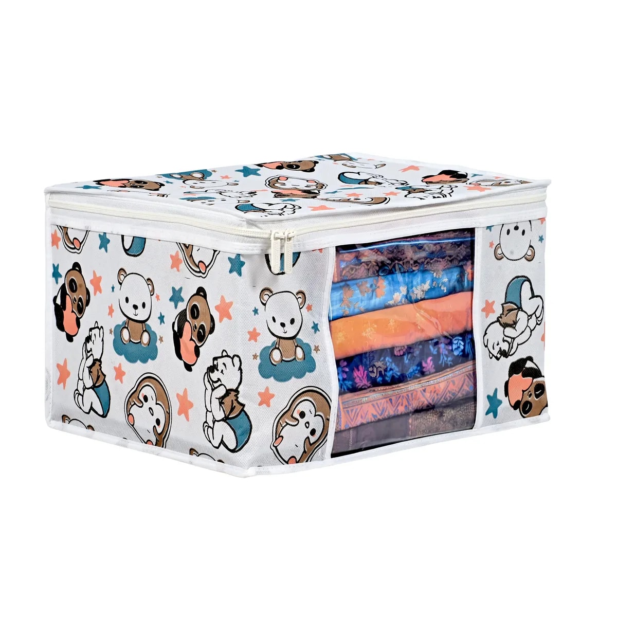 Multipurpose Foldable Clothes Storage Organizer With Front Window | Cartoon Print View 5