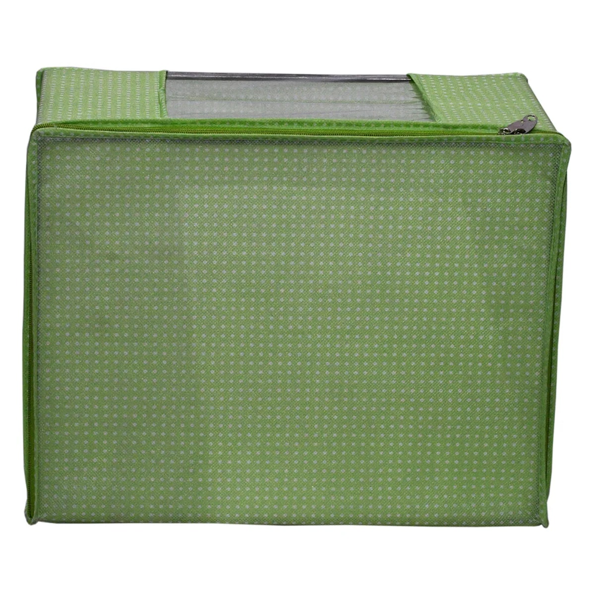 Green Polka Dot Foldable Storage Bag With Zipper Window View 6