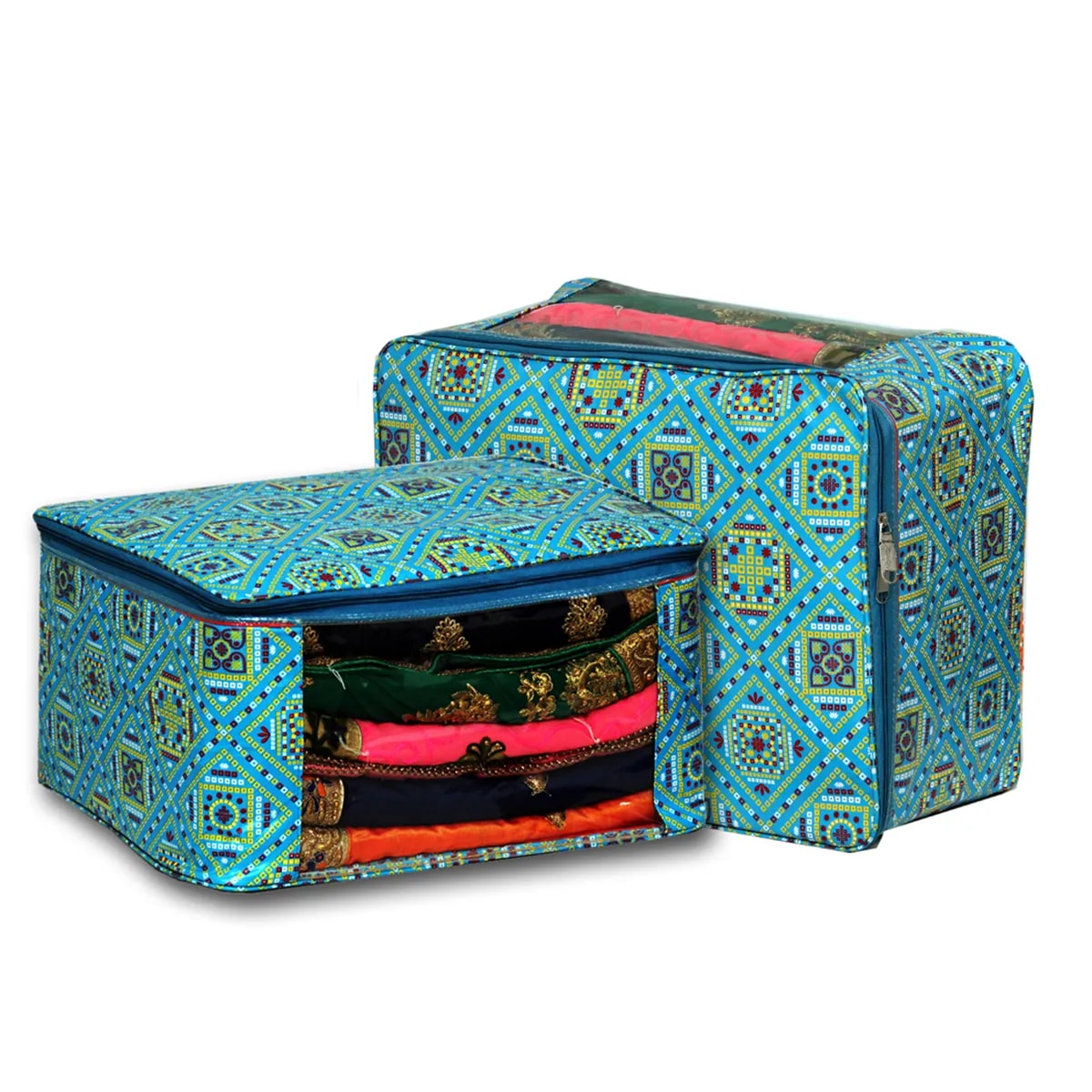 Designer Multi Saree Packing Cover With Transparent Window View 2