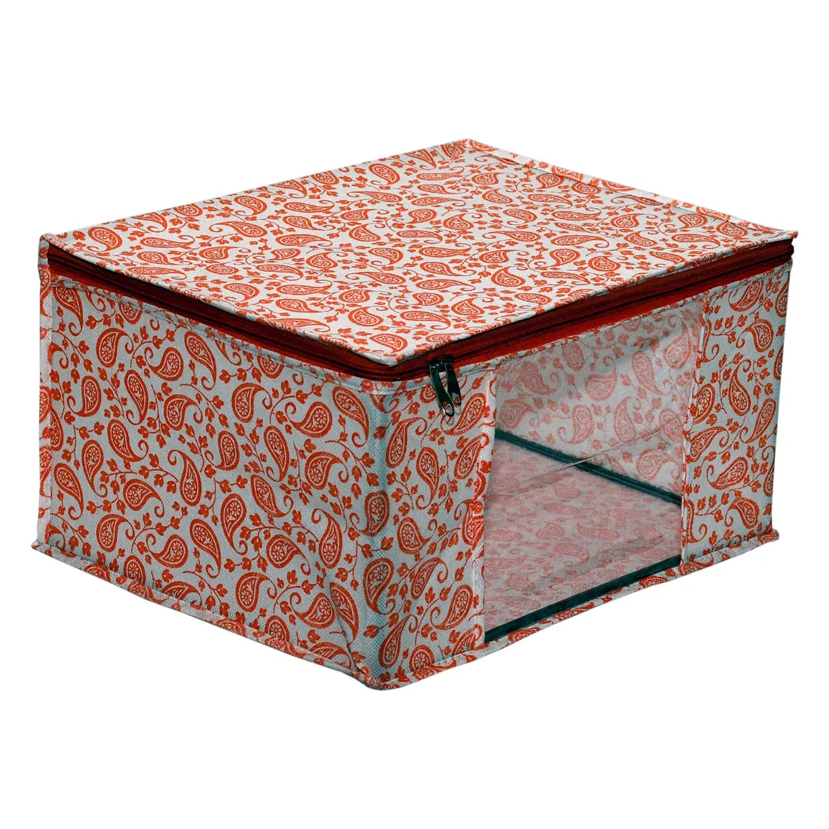 Paisley Printed Foldable Storage Bag With Zipper Window View 2