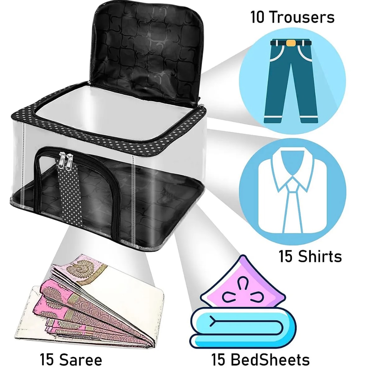 Multipurpose Transparent Clothes Storage Bag With Front & Top Zipper | Wardrobe View 5