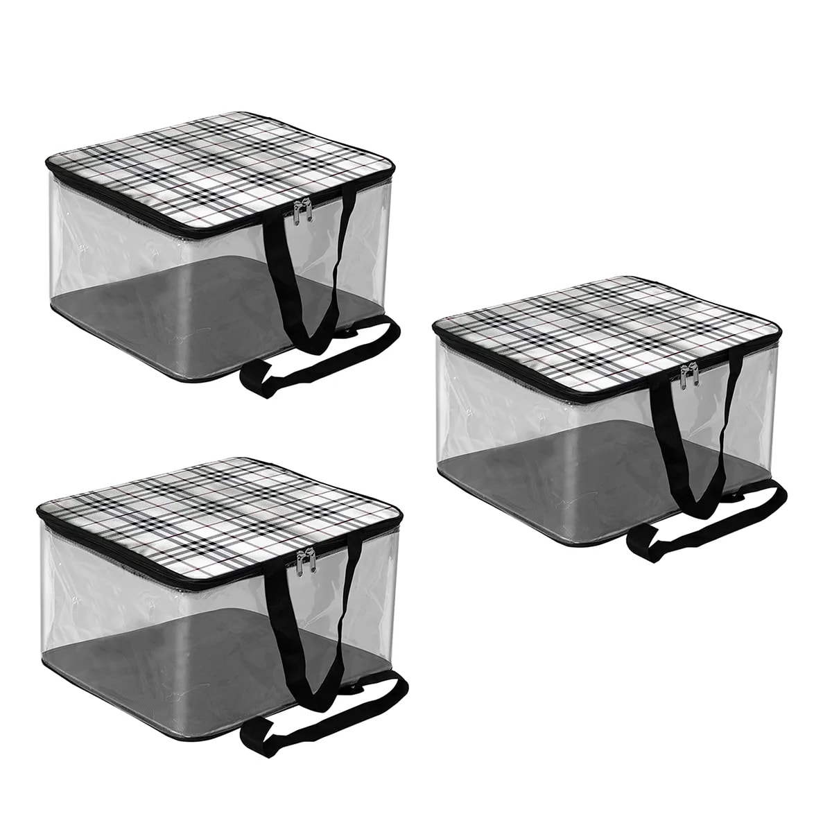 Printed Transparent Pvc Garment Storage Bag - Black/Beige View 3