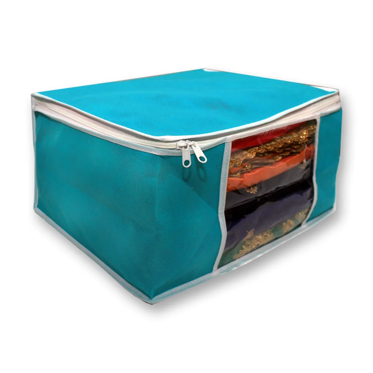 Solid Color Foldable Storage Bag With Zipper Window View 2