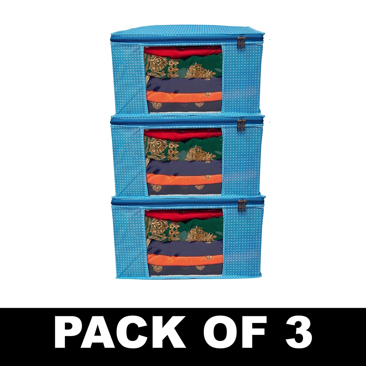 Multipurpose Foldable Clothes Storage Organizer With Front Window | Polka Dot Saree View 1