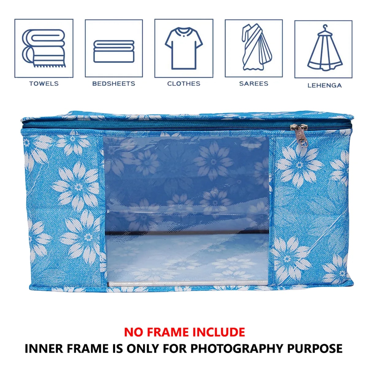 Multipurpose Foldable Clothes Storage Organizer With Front WindowFloral Print Blanket View 5