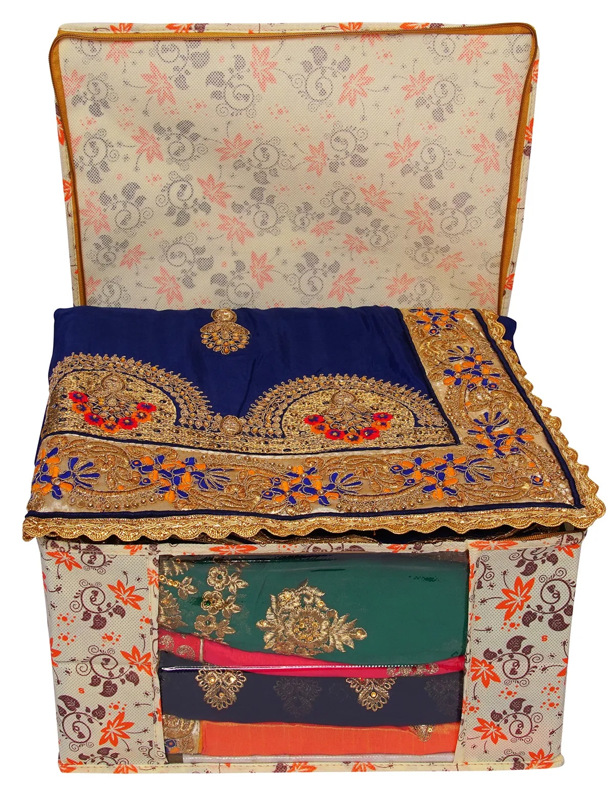 Multicolor Printed Foldable Storage Bag With Zipper Window View 2