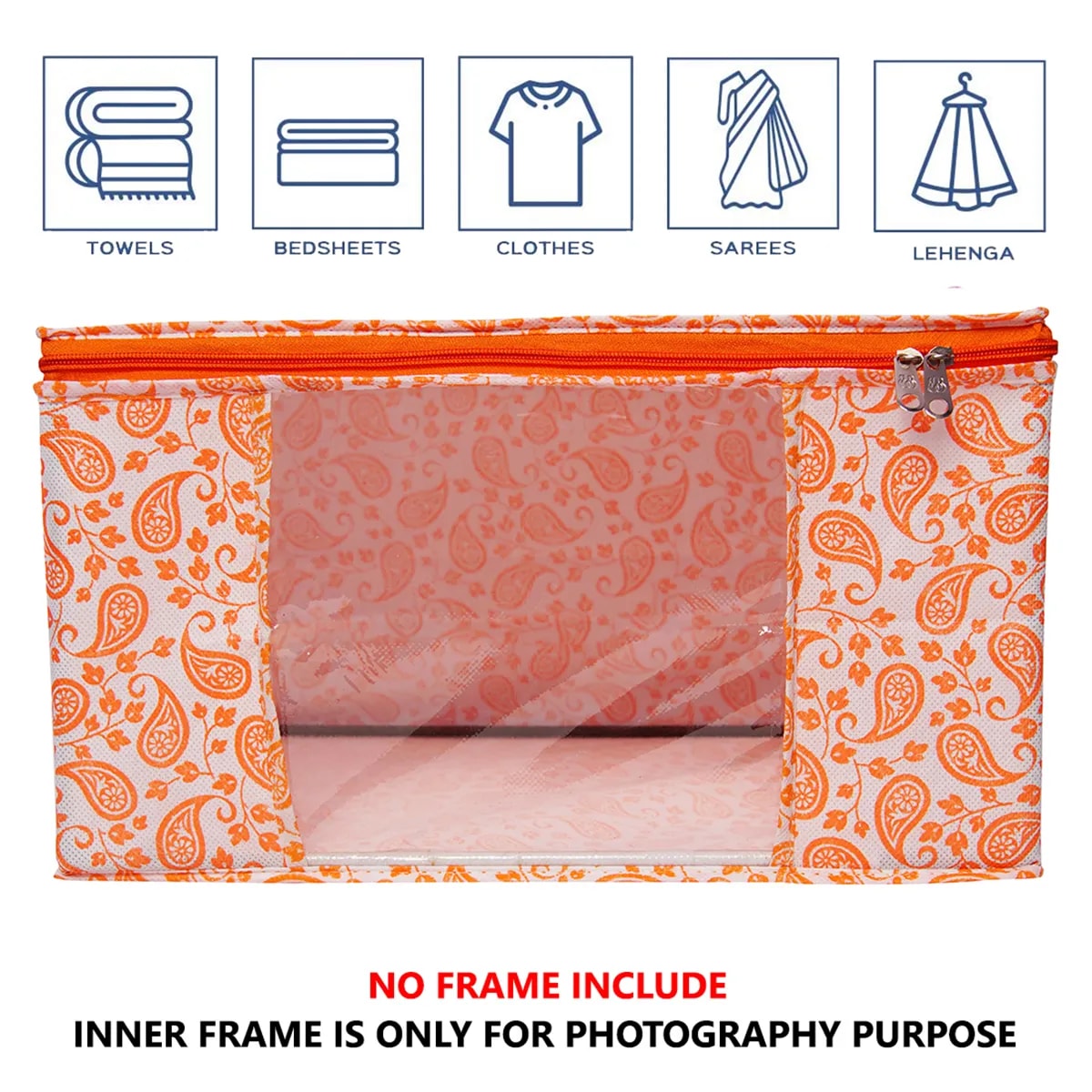 Paisley Printed Foldable Storage Bag With Zipper Window View 3