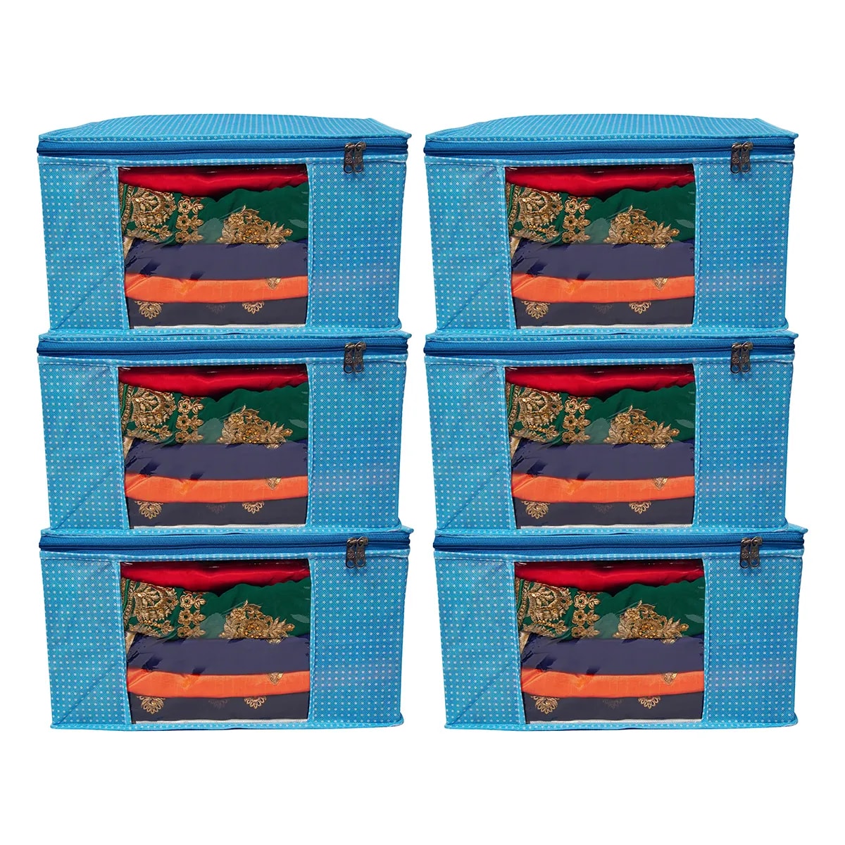 Multipurpose Foldable Clothes Storage Organizer With Front Window | Polka Dot Saree View 6