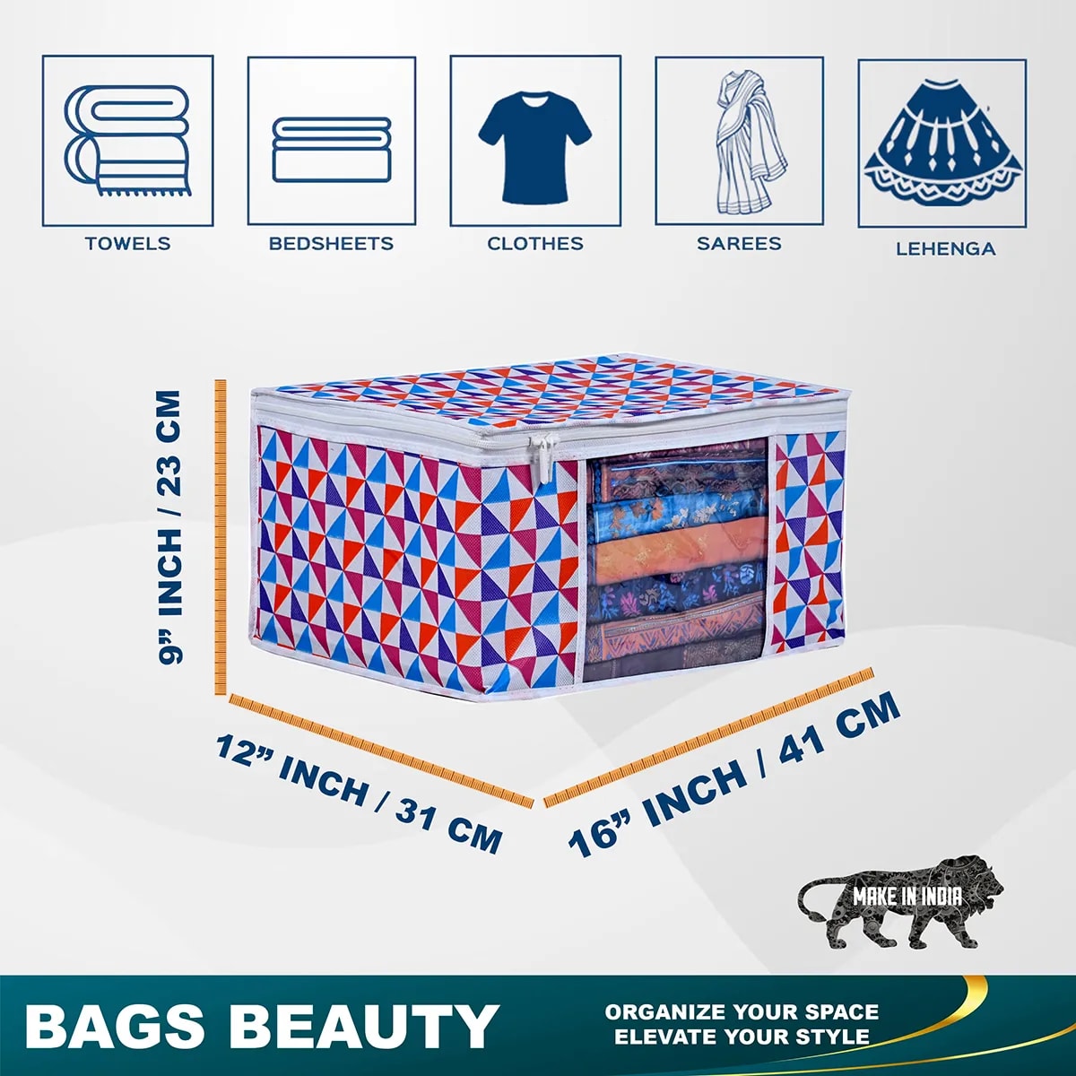 Large Foldable Clothes Storage Bag With Zipper & Transparent Windows View 5