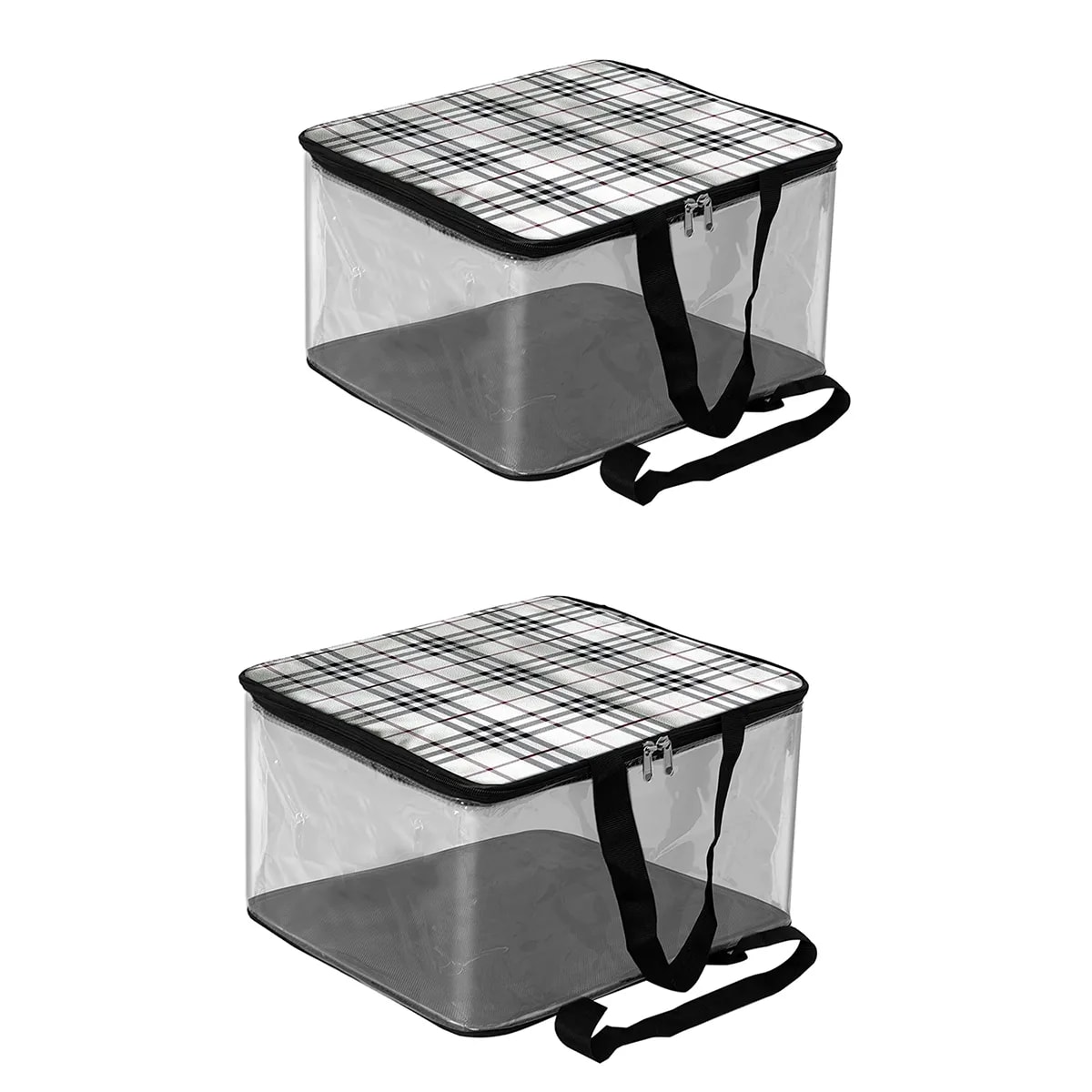 Printed Transparent Pvc Garment Storage Bag - Black/Beige View 2