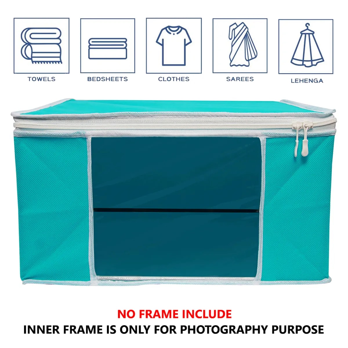 Solid Color Foldable Storage Bag With Zipper Window View 3