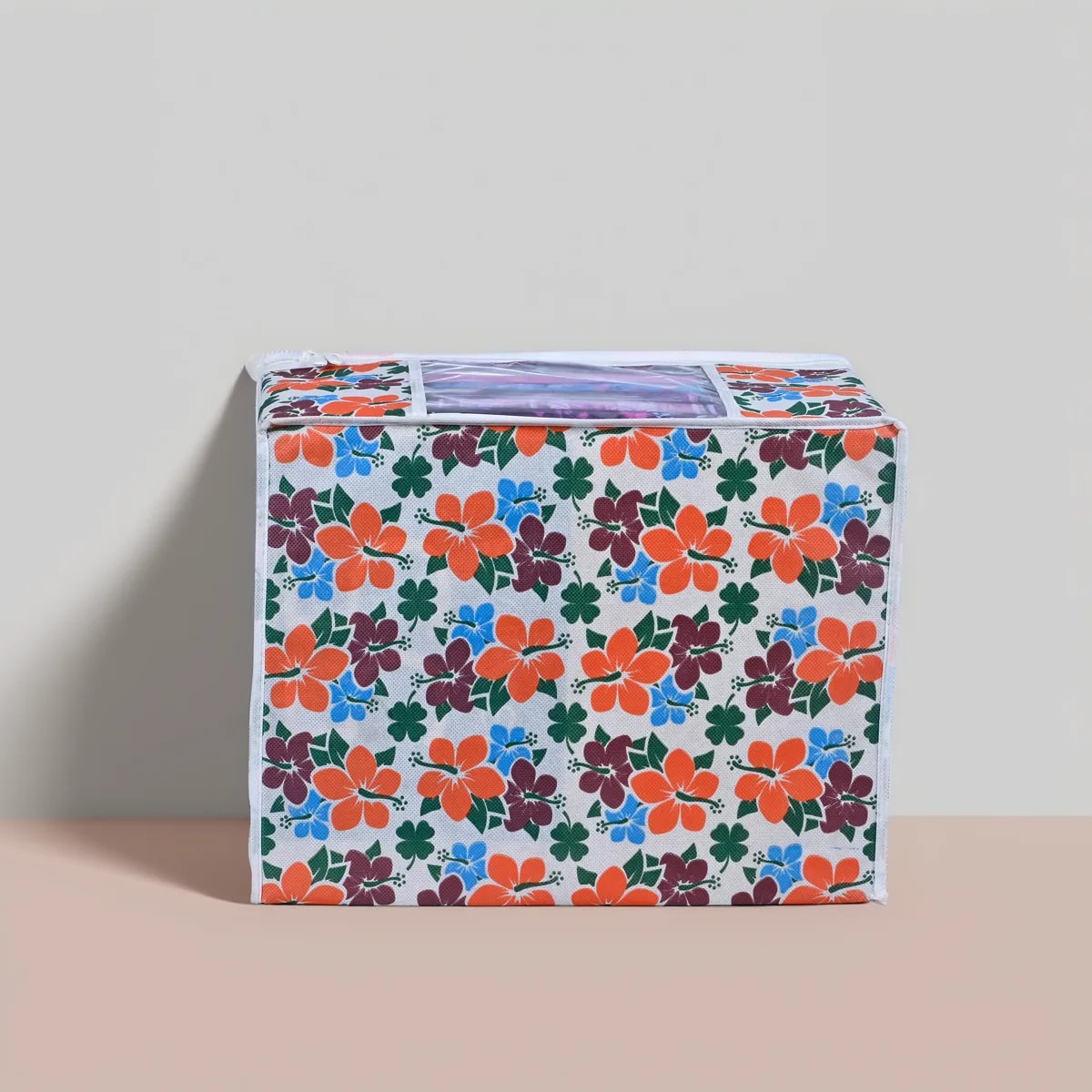Premium Floral Printed Clothes Storage Bag With Clear Window View 4