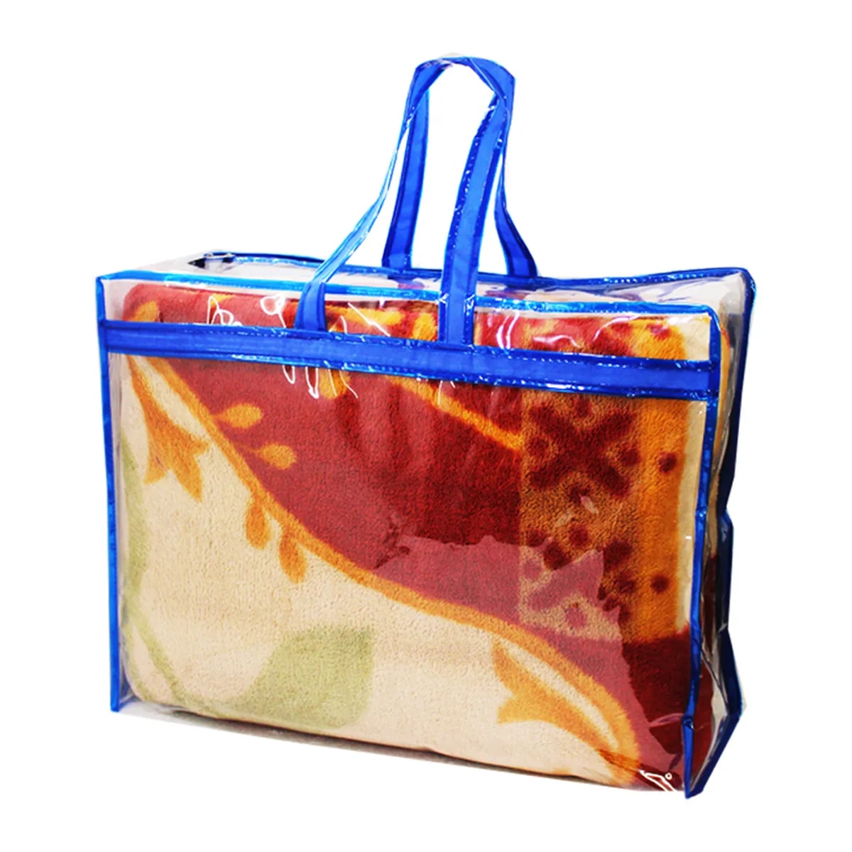 Premium Transparent Blanket & Saree Storage Bag With Zipper & Handle View 1
