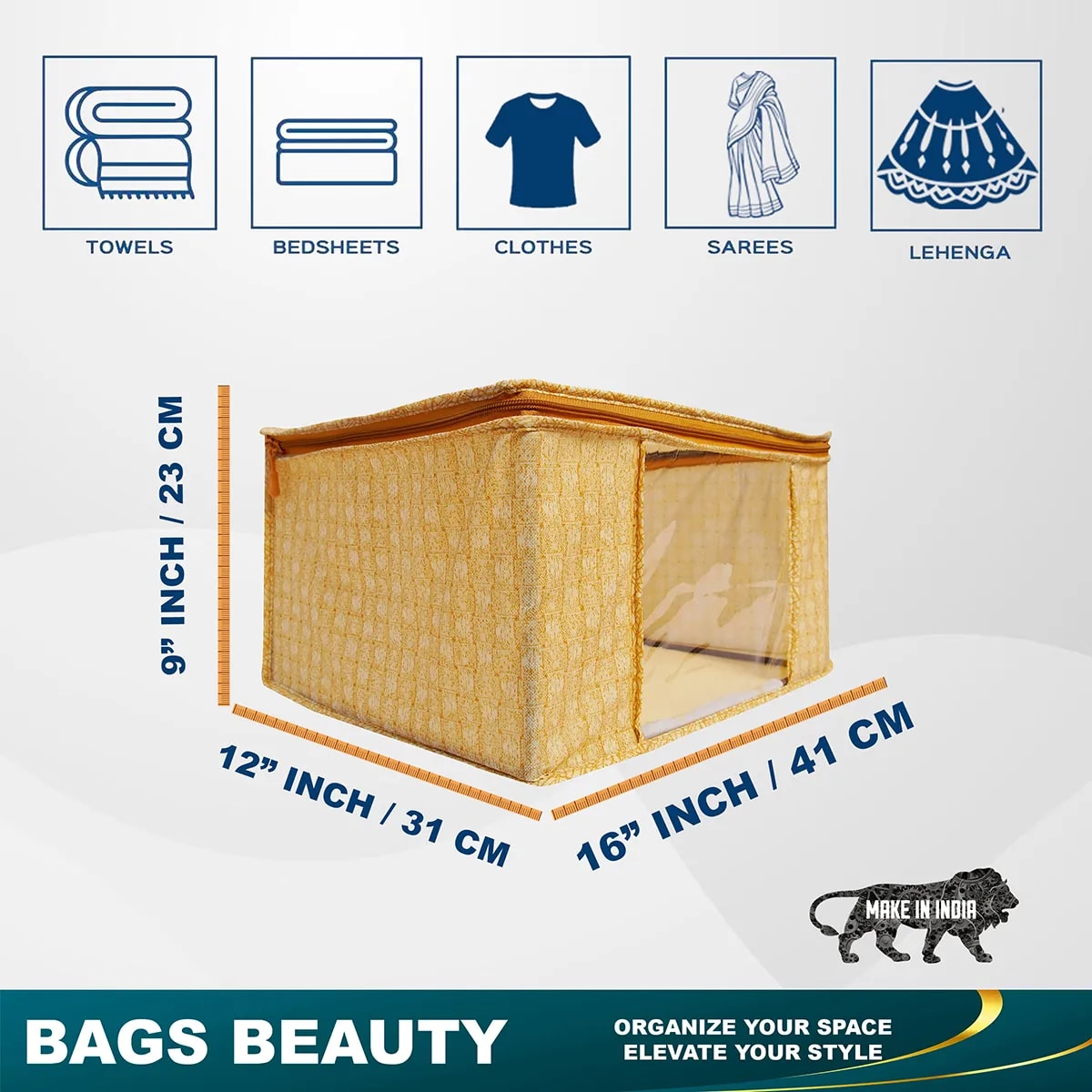 Foldable Clothes Storage Bag With Zipper & Transparent Window | Large Capacity View 5