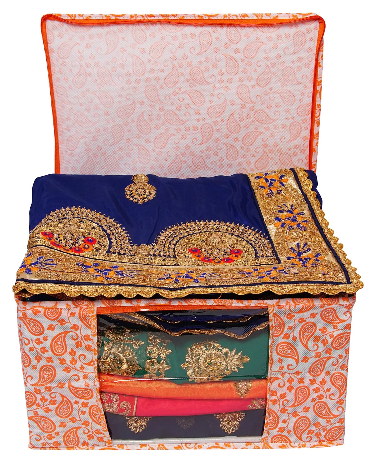 Paisley Printed Foldable Storage Bag With Zipper Window View 4