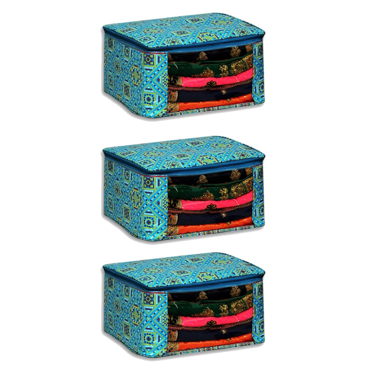 Designer Multi Saree Packing Cover With Transparent Window View 4