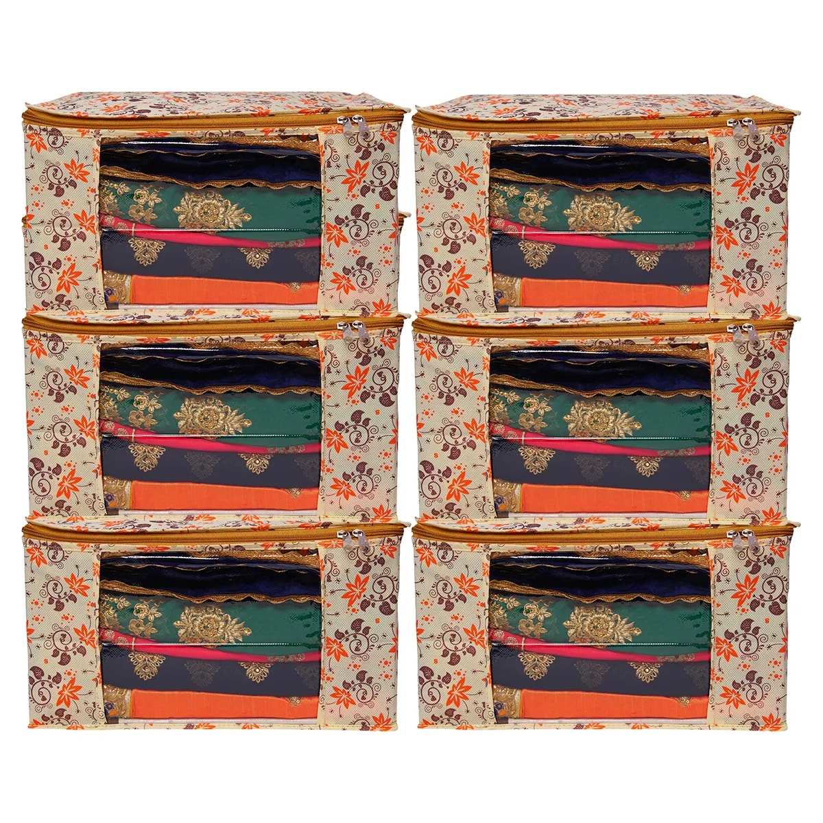 Multicolor Printed Foldable Storage Bag With Zipper Window View 5