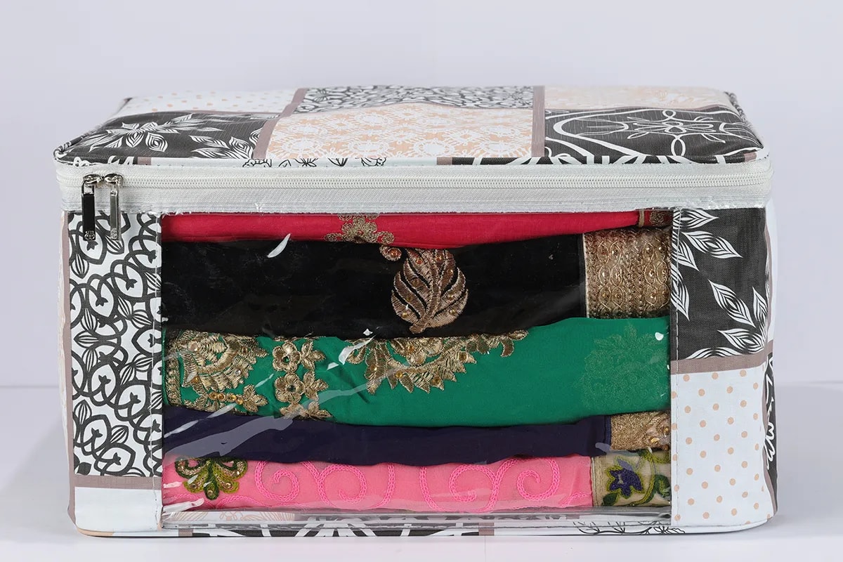 Designer Multi Saree Packing Cover With Transparent Window | Laminated Canvas View 2