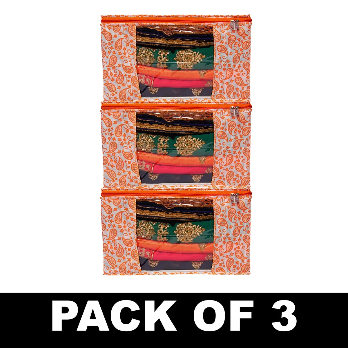 Paisley Printed Foldable Storage Bag With Zipper Window View 1