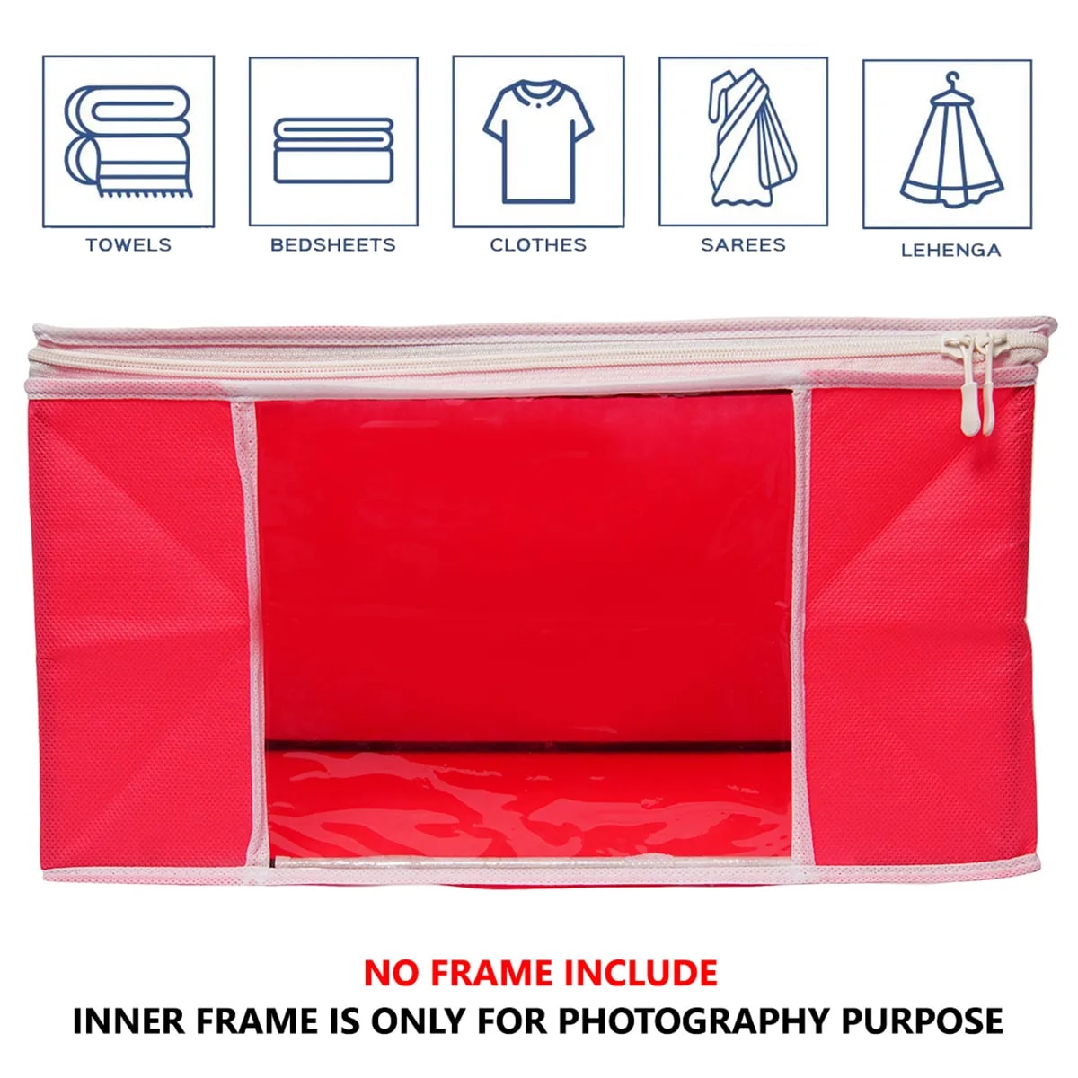 Premium Clothes Storage Bag With Clear Window & Zipper | Foldable Wardrobe View 7