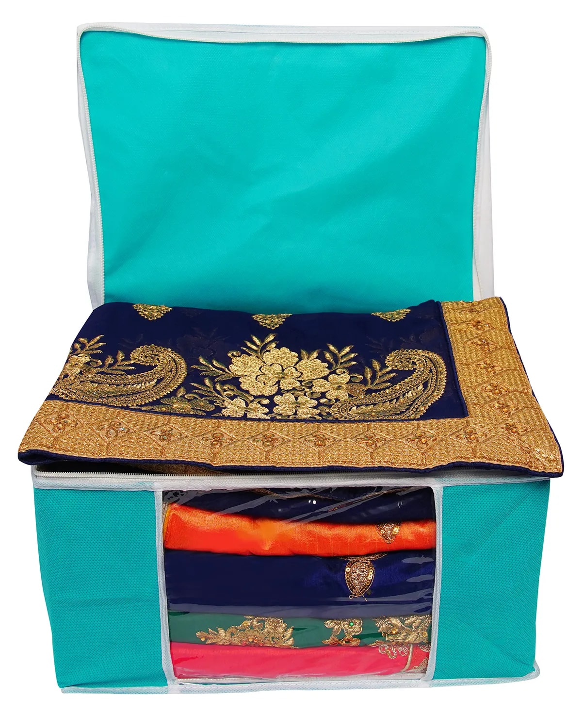 Solid Color Foldable Storage Bag With Zipper Window View 4
