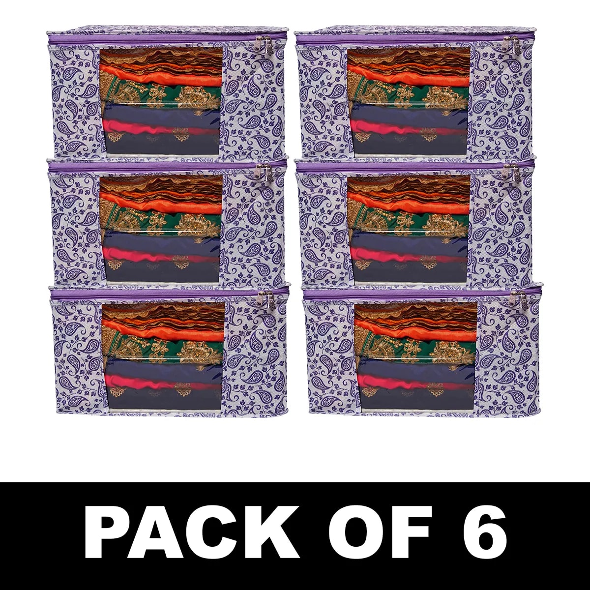 Multipurpose Foldable Clothes Storage Organizer With Front Window | Paisley Print View 1