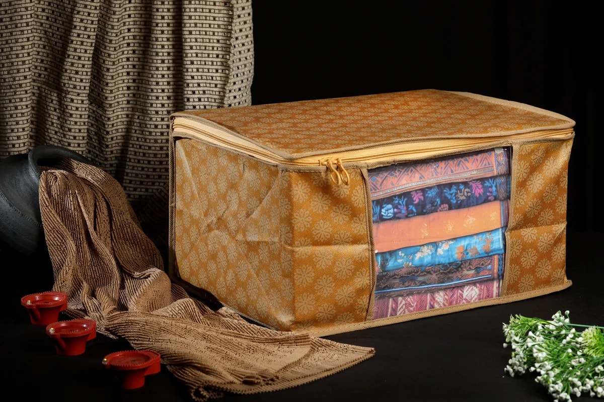 Premium Printed Clothes Storage Bag With Clear Window & Zipper  | Foldable Wardrobe View 2