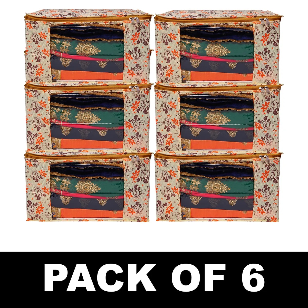 Multicolor Printed Foldable Storage Bag With Zipper Window View 1