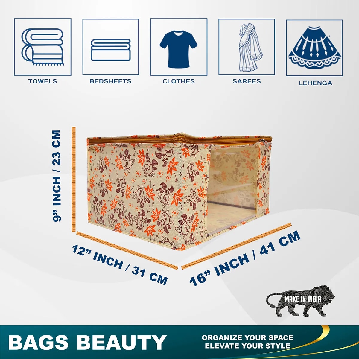 Multicolor Printed Foldable Storage Bag With Zipper Window View 6