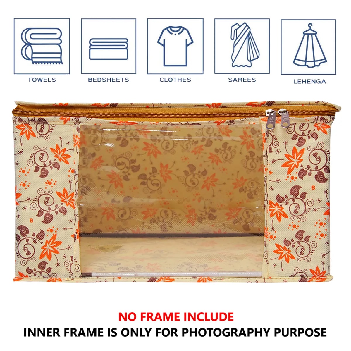 Multicolor Printed Foldable Storage Bag With Zipper Window View 4