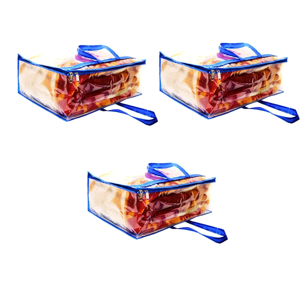 Premium Transparent Blanket & Saree Storage Bag With Zipper & Handle View 4