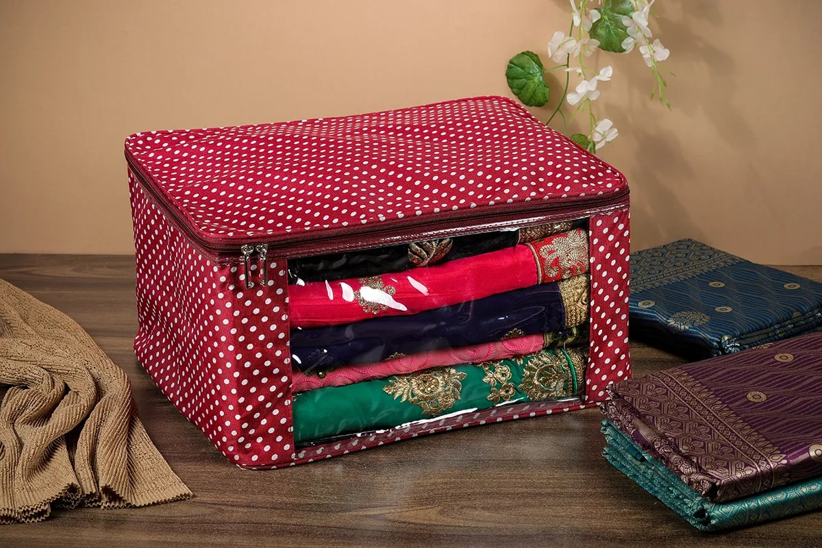 Designer Saree Garment Packing Cover With Front View 1