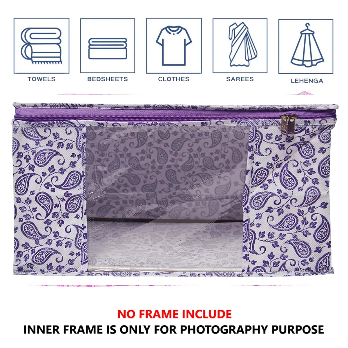 Multipurpose Foldable Clothes Storage Organizer With Front Window | Paisley Print View 5