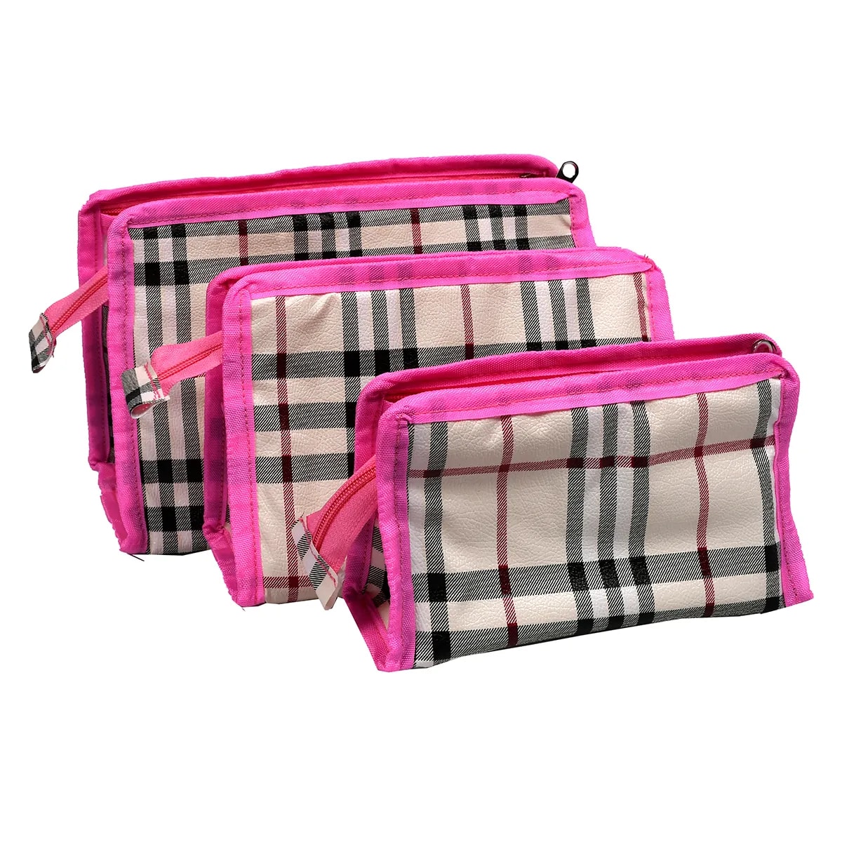 Ladies Beige Check Pattern Hand Wallet View 2