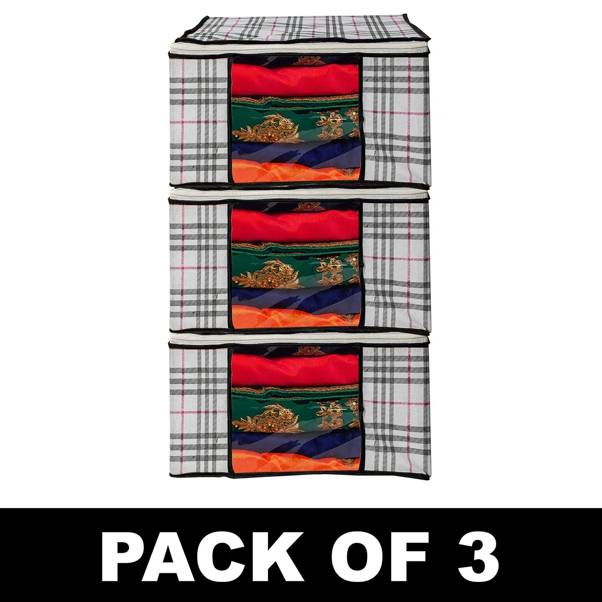 Premium Check Print Clothes Storage Bag View 1