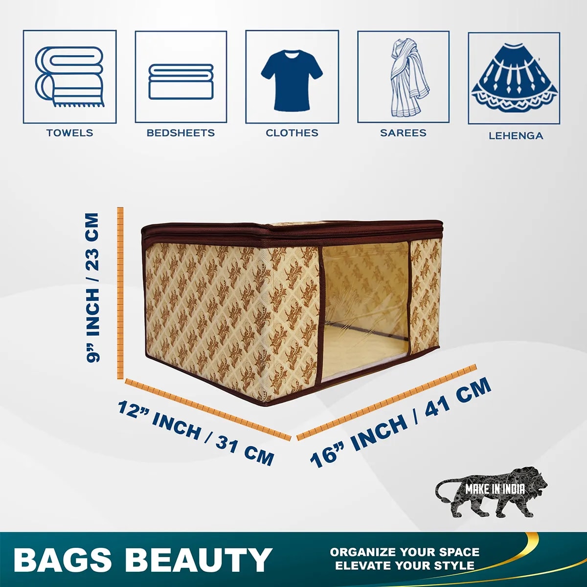 Premium Printed Clothes Storage Bag With Clear Window & Zipper View 3