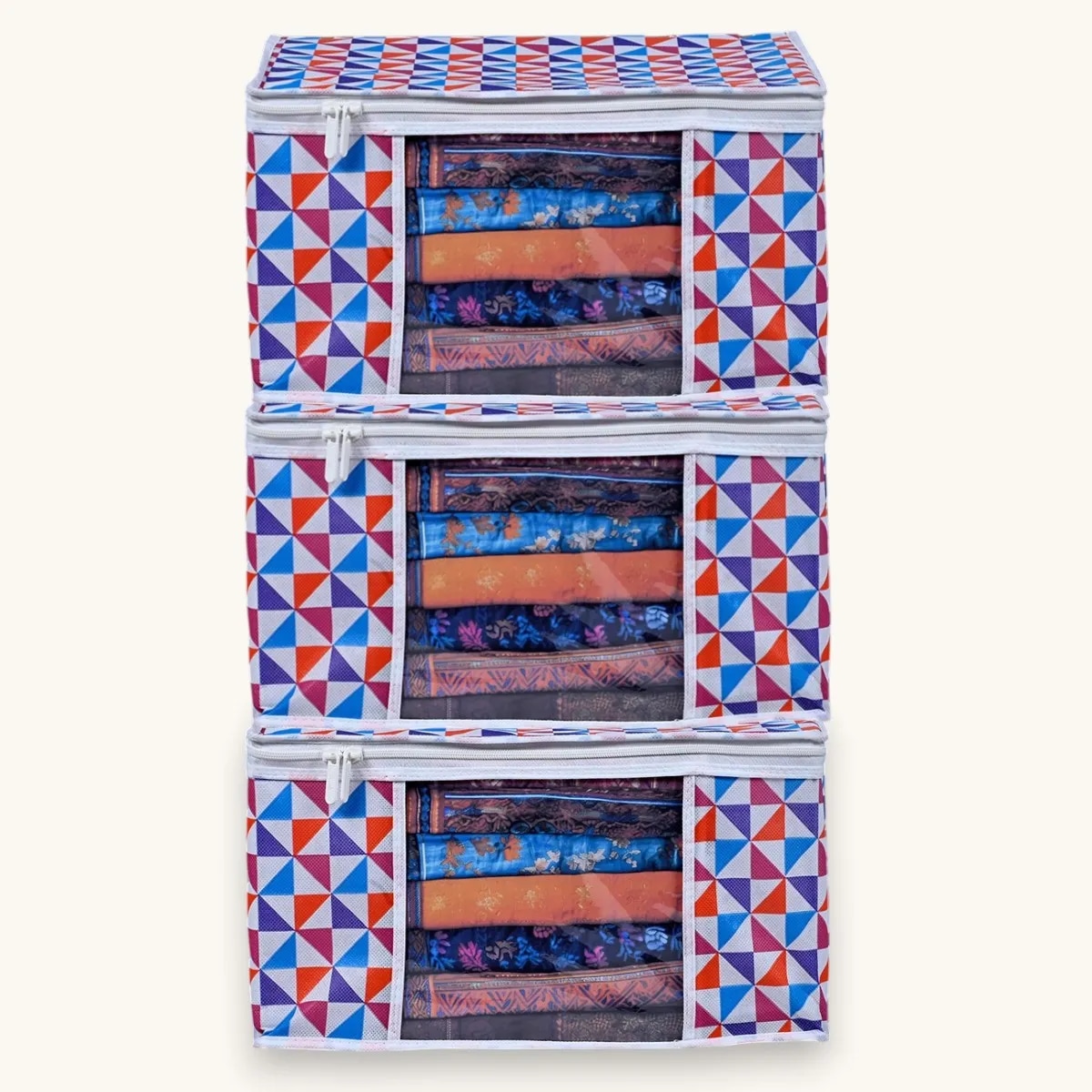 Large Foldable Clothes Storage Bag With Zipper & Transparent Windows