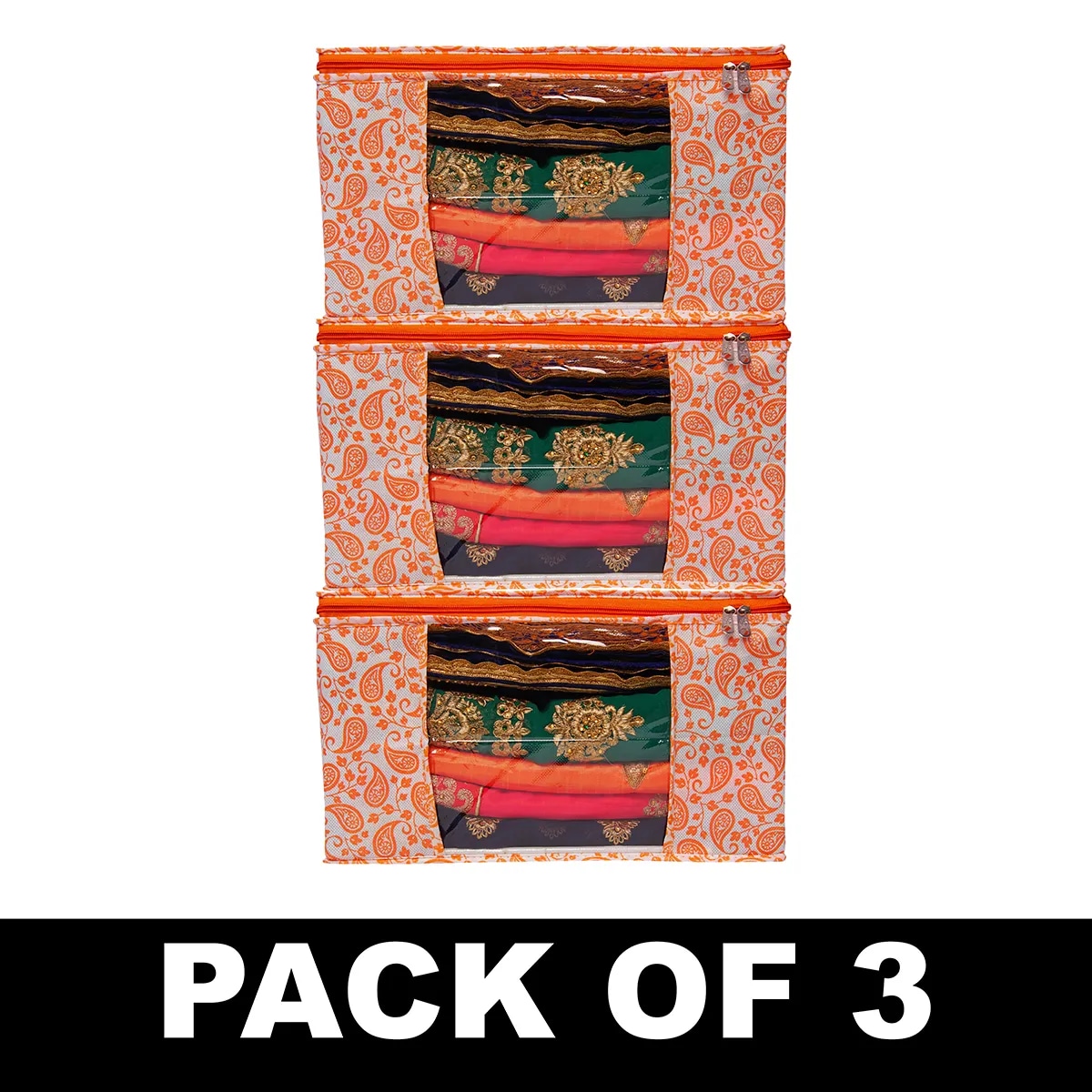 Paisley Printed Foldable Storage Bag With Zipper Window