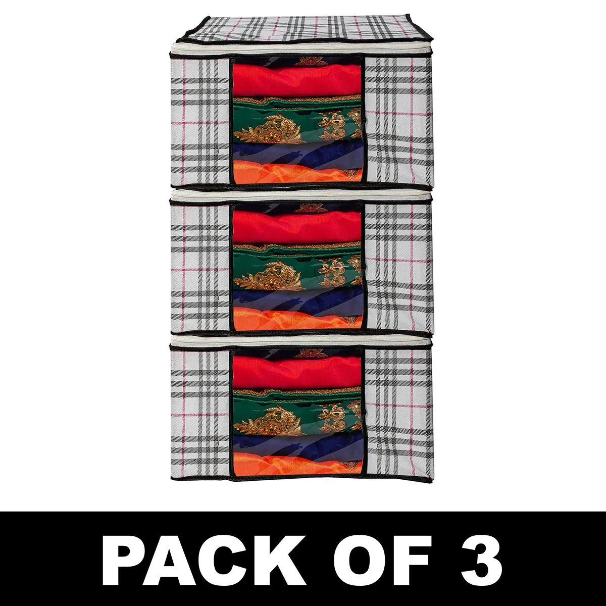 Premium Check Print Clothes Storage Bag