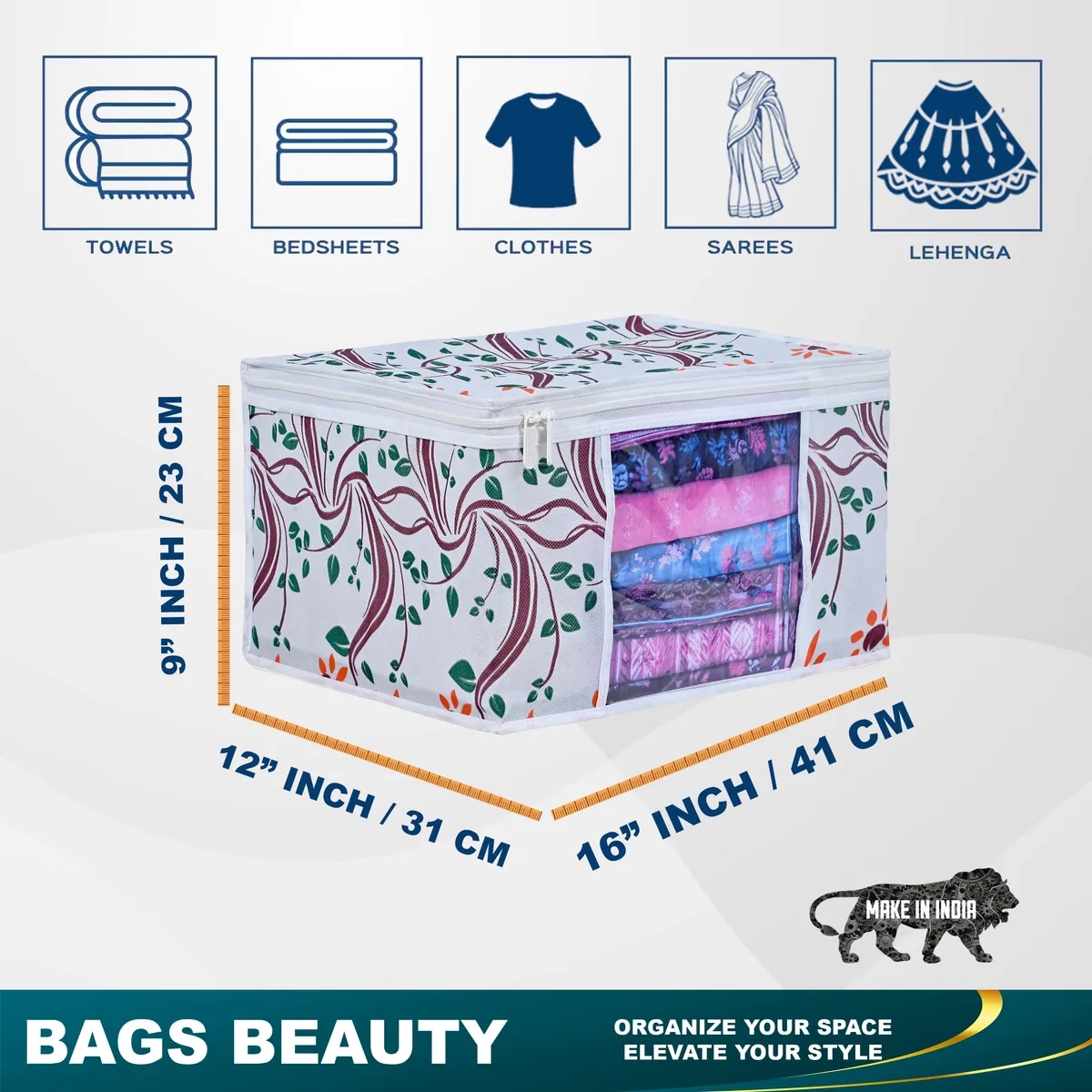 Large Foldable Clothes Storage Bag With Zipper & Transparent Window alternate view