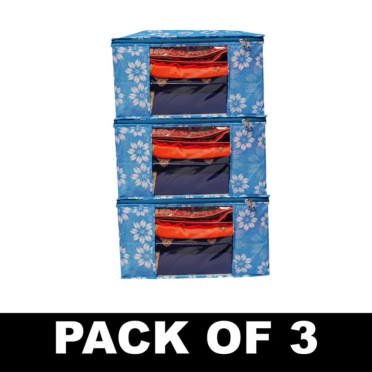 Multipurpose Foldable Clothes Storage Organizer With Front WindowFloral Print Blanket