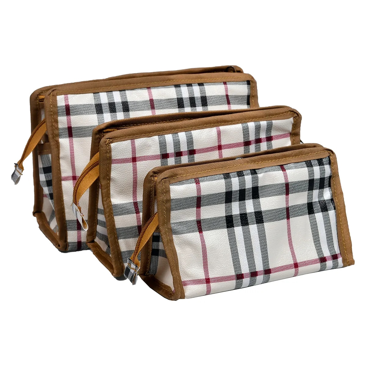 Ladies Beige Check Pattern Hand Wallet alternate view